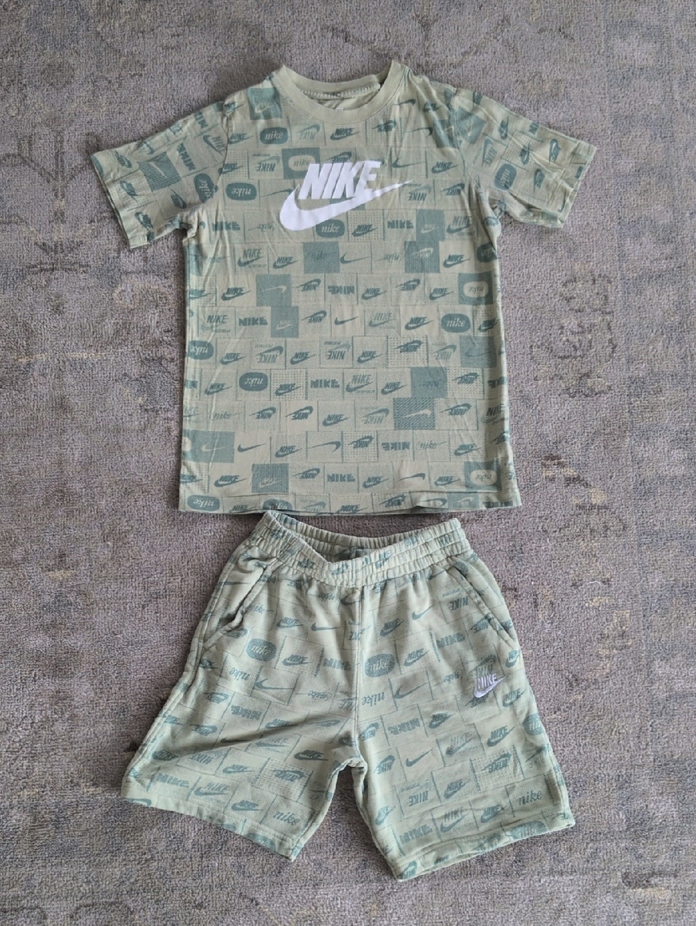 Nike Green Logo Tee and Shorts Set